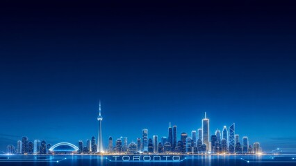 Obraz premium Technology Style Background of City Skyline at night