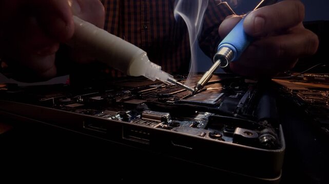 Electronics Repair Circuit Board Close Up