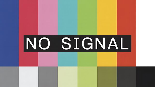 No signal, TV test pattern, color bars, screen error, broadcast failure