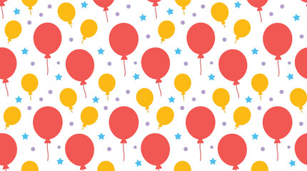 Seamless festive balloon pattern with red and yellow balloons on white background © azad