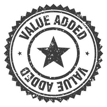 value added black grunge round stamp. value added stamp