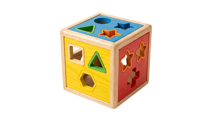 Obraz premium Wooden Shape Sorter Toy Cube For Children Montessori Early Learning And Motor Skill Development