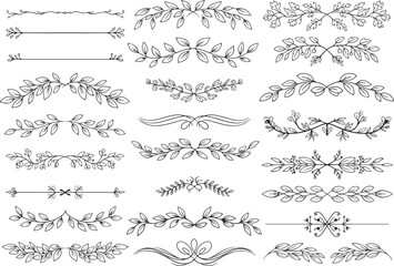 Elegant floral and leaf decorative borders and dividers. © aprian