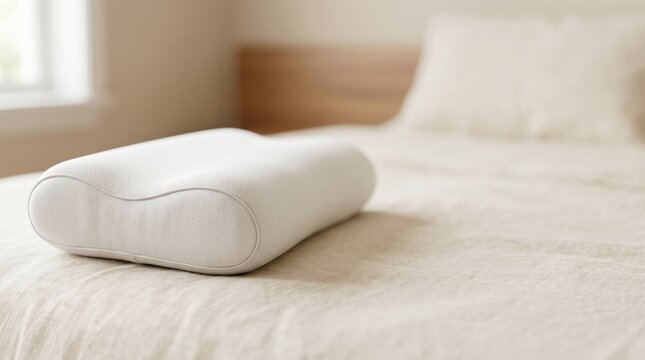 Comfortable Ergonomic Pillow on a Soft Bed
