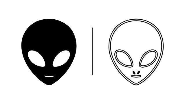 Minimalist Alien Head Icons Vector Set