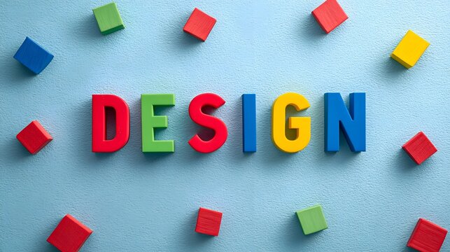 design taxt with cube
