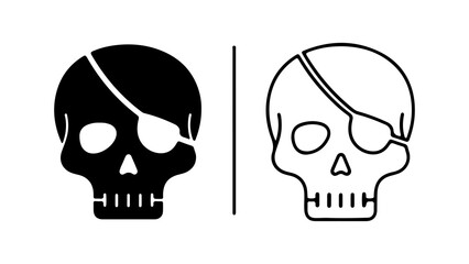 Obraz premium Pirate Skull Icon Set With Eye Patch