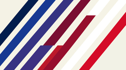 Fototapeta premium Abstract diagonal stripe composition in bold blue, cream, and red tones, a modern geometric artwork for dynamic visual impact and stylish backgrounds