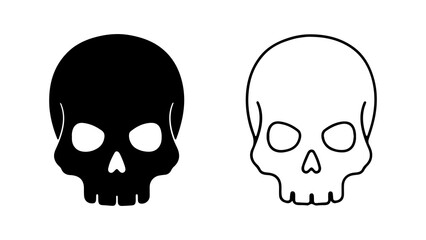 Obraz premium Minimalist Human Skull Icons Set Black And White