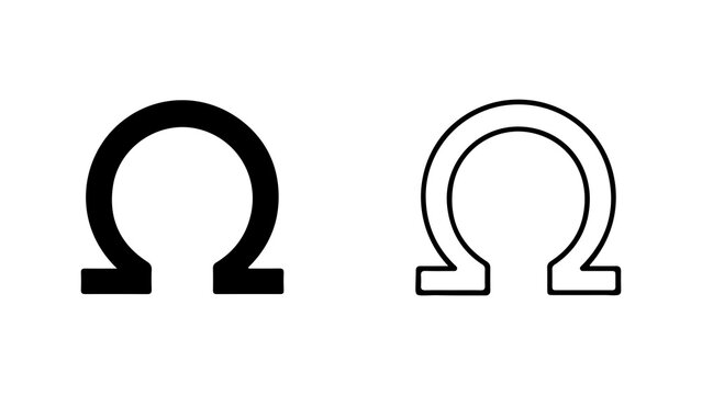 Greek Letter Omega Symbol Black Icon Set