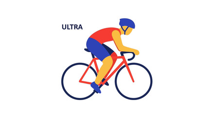 Fototapeta premium Cyclist Riding Bicycle, Sport Lifestyle, Flat Design Illustration