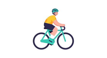Naklejka premium Man Riding Bicycle, Cycling Sport and Healthy Lifestyle Vector Illustration