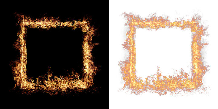 Realistic fire flames with bright orange glow heat sparks and smoke creating intense blazing effect for professional design and visual creative projects use