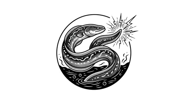 Snake Wrapped Around Circle Moon.