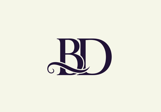 Elegant BD monogram logo design with serif letters