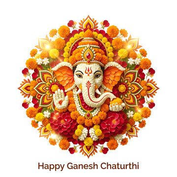 Happy Ganesh chaturthi banner poster logo concept on background.
