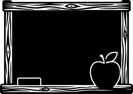 Wooden frame chalkboard with apple and chalk piece for rustic classroom decor