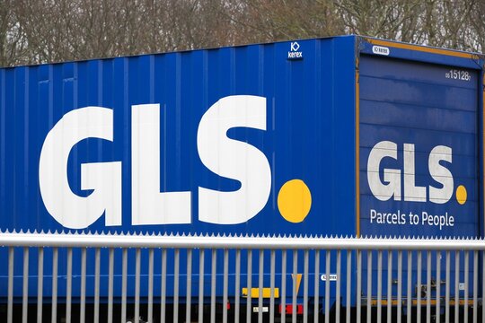 Herning, Denmark - February  2, 2025: GLS logistic center in Herning, Denmark. General Logistics Systems is a Dutch British owned logistics company based in Amsterdam and founded in 1999