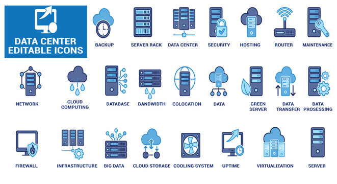 DATA CENTER BUNDLE ICONS SET