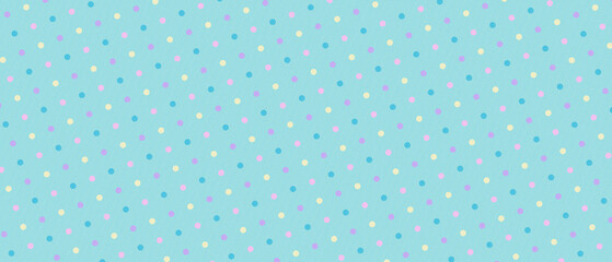  Seamless cute light blue polka dot pattern background with colorful spots