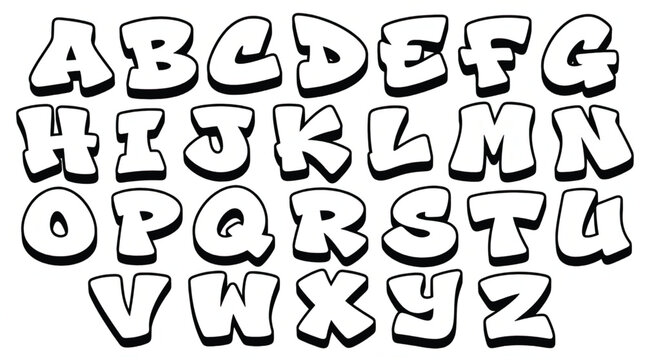 Alphabet letters in bubble font.