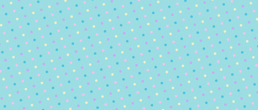  Seamless cute light blue polka dot pattern background with colorful spots