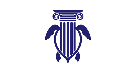Minimalist turtle logo with integrated Greek ionic column icon © Roy