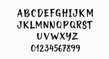 Fototapeta premium Alphabet and number font set in clean sans serif style.