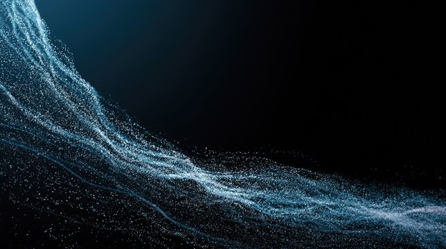 Ethereal, shimmering particulate matter flows across a dark, textured background