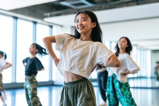 Teen Friends Practicing Dance Routine Together