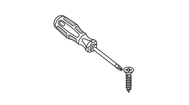 Screwdriver and Screw Illustration.