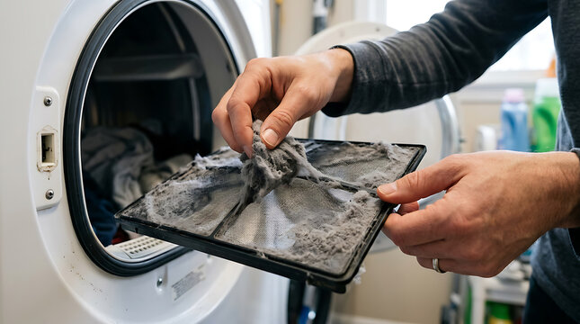 Dryer Lint Filter Cleaning for Home Appliance Maintenance & Fire Prevention - Laundry Room Safety & Efficiency