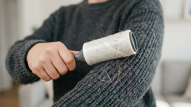 Lint Roller on Sweater: Pet Hair Removal, Clothing Care & Fabric Maintenance for Home and Commercial Cleaning