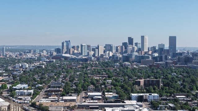 Downtown Denver Colorado viewed from the Western rockies