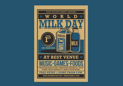 World Milk Day Retro Flyer Template