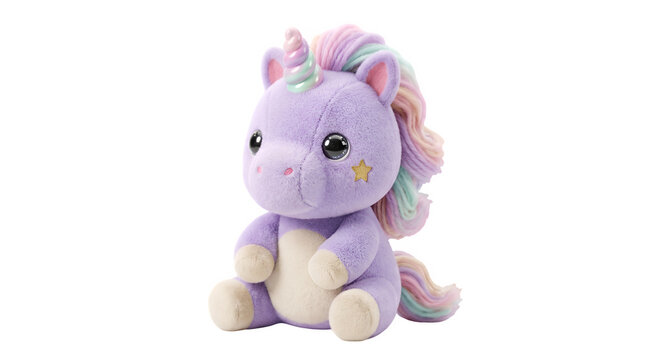 Purple Unicorn Plush Toy With Rainbow Mane Cute Stuffed Animal For Kids And Gifts