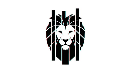 Minimalist lion head logo with geometric mane design © Bimo