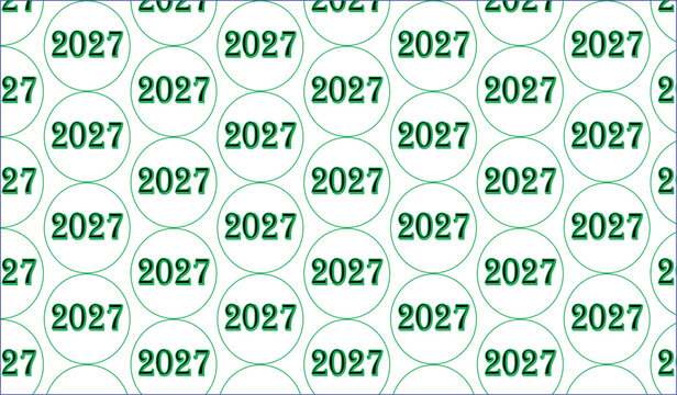 Repeating pattern of green 2027 text inside thin circular outlines