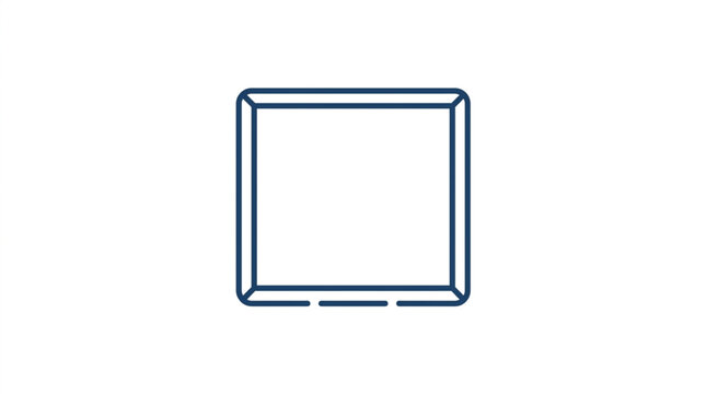 Simple Outline of a Square Frame on White Background.