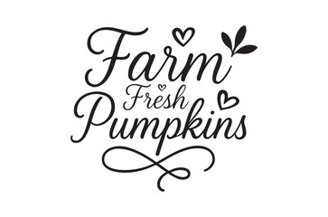 Obraz premium Floral ornament with farm pumpkins text black vector illustration