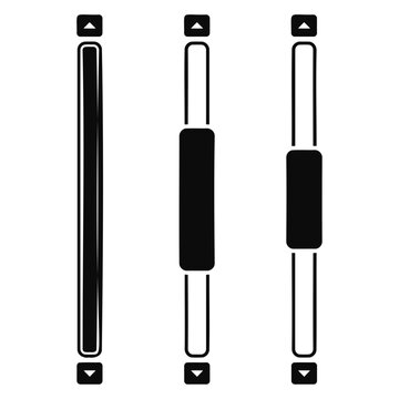 Set of three vertical scrollbar icons with up and down arrows on white background