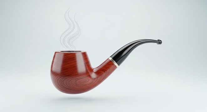 A wooden pipe with a black tip and a white smoke coming out of it.