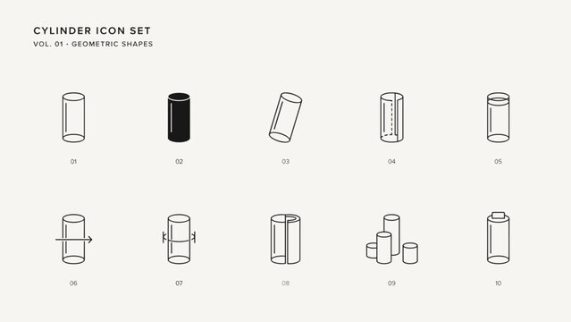 Cylinder shape layout reference symbols &ndash; Suitable for chemical storage instructions, industrial production tracking, or math diagrams.