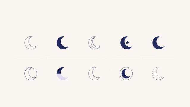 Crescent moon arc geometric symbols &ndash; Perfect for astrology blogs, bedtime app interfaces, or nocturnal branding.
