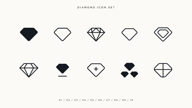 Faceted diamond shape variant sheet &ndash; Suitable for luxury real estate logos, crystal product packaging, or modern geometry guides.