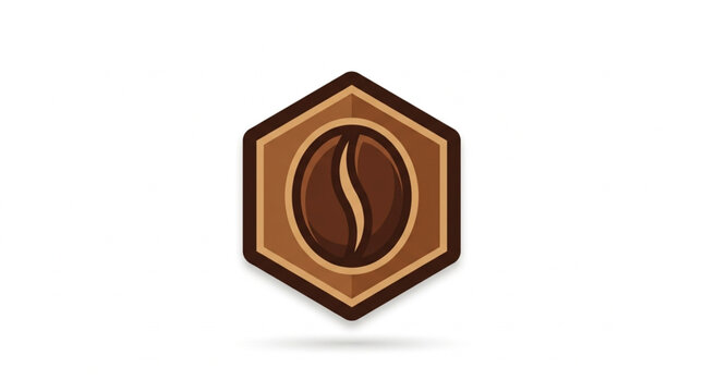 Single Coffee Bean Icon Inside Hexagon Shape.