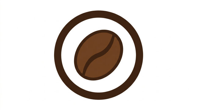 Single Coffee Bean Inside Circle Icon.