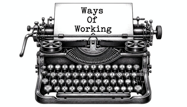 WOW ways of working symbol. Concept words WOW ways of working typed on the old retro typewriter on a beautiful white background.