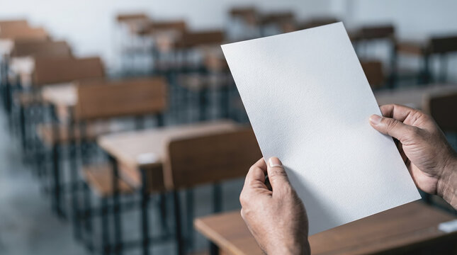 Blank Examination Paper Held in Classroom Before Test