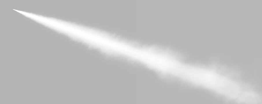 rocket smoke trail side by side on gray background, diagonal jet contrail steam plume split screen overlay